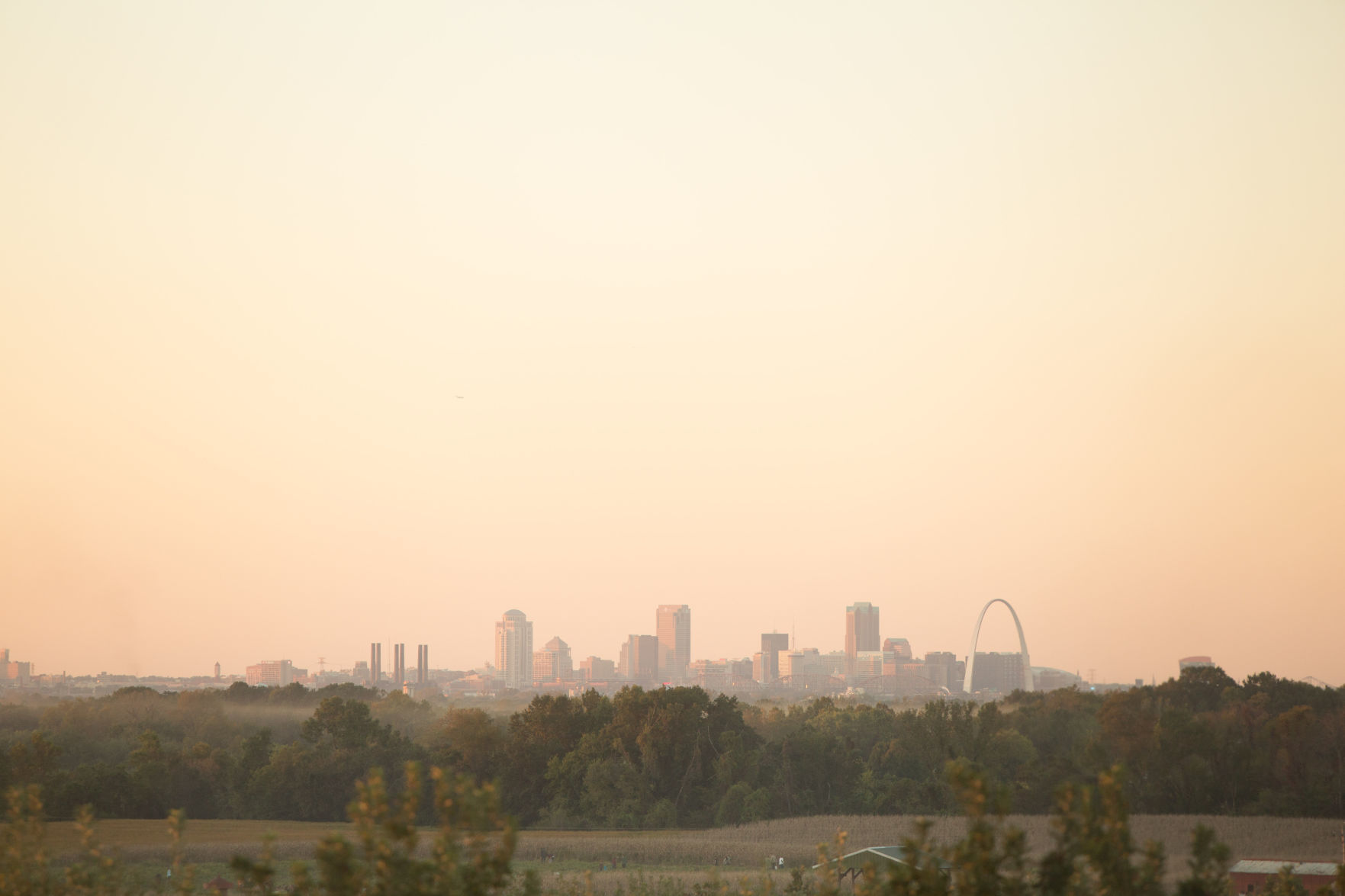 View of St. Louis skyline from Eckert's in Millstadt